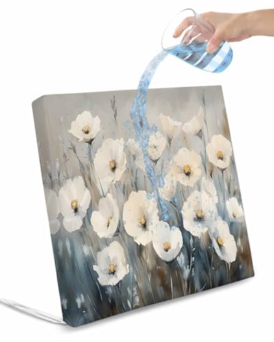 White Spring Floral Outdoor Cushion Chair Cover Set of 2 - Waterproof Couch Seat Covers, Modern Oil Painting Farmhouse Flower Patio Furniture Protector Cushions Slipcovers for Sofa/RV, 22