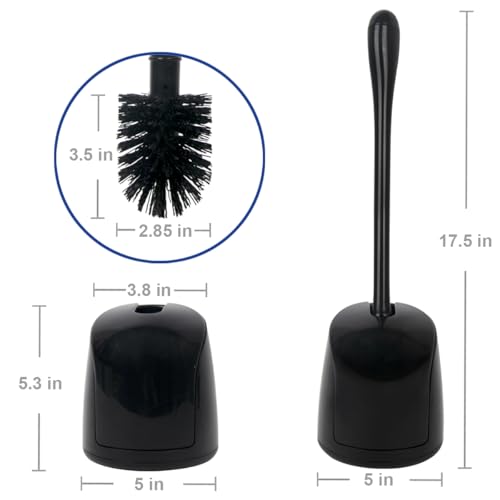 Image of CELOX Toilet Bowl Brush and Holder for Bathroom Cleaning, 2 Set，Black