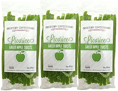 Green Apple Licorice - 3 PACK - FAT FREE Old Fashioned Gourmet Licorice Twists - A Must Try Quality Licorice Candy with Unique Flavor Unlike Any Other - 1 1/2 pounds total