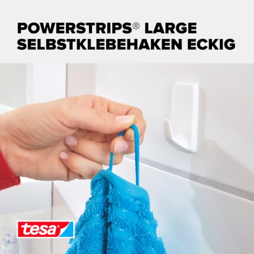 tesa Powerstrips Haken Large ECKIG - Weiß - 2 kg Halteleistung – Ansicht 2