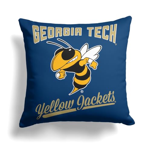 Northwest NCAA Georgia Tech Yellow Jackets Alumni Double-Sided Printed Throw Pillow, Soft Decorative Polyester Fan Cushion, Couch Bed or Game Room Decor, 18 x 18 in