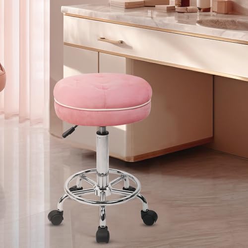 Image of KLASIKA Velet Drafting Stool Chair Padded Seat 360 Swivel Rolling Stools Adjustable Height with Ergonomic Backrest and Footrest, Tall Office Chair for Standing Desk, Studio, Labs, Black, 1 Pack