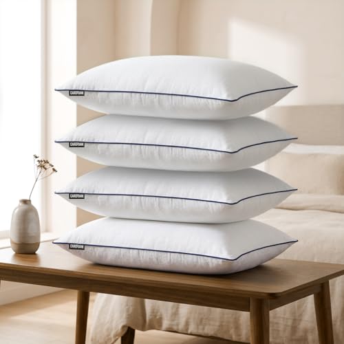 CareFoam Cloud-Soft Microfiber Bed Pillows for Sleeping - 16x24 Inch Premium Standard Size Pillow Set with Breathable Organic Cotton Cover, Medium Firm Plush Support for Side, Back & Stomach Sleepers