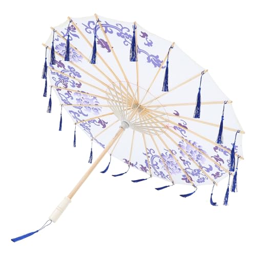 Paraguas japonés de seda elegante con varillaje artesanal de madera
