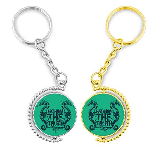 Porte-clés hippocampe vert et anneau doré pour accessoire de sac élégant