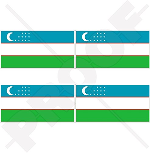 OUZBEKISTAN Ouzbékistan Drapeau Uzbek, 50mm Vinyle Autocollants, x4 Stickers
