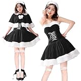 [GOKEI] サンタコスプレ レディース ワンピース サンタ クリスマスコスプレ 5点セット ケープ サンタ帽子 サンタコス サンタ衣装 コスチューム かわいい 321ブラック