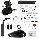 Upgraded 110cc Bicycle Engine Kit, 2-Stroke Gas Motorized Bicycle Conversion Kit for 26' /28' Bikes Fit Petrol Gas Motor Kit Engine Refit Full Set with CDI for DIY Motorized Bicycle Bike (Black)