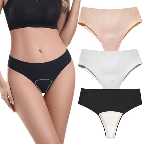 MKCLSQT Camel Toe Underwear for Women - 3 Pack Anti Wedgie Seamless Thongs | No Show Panties & Moisture-Wicking Workout Thongs (US, Alpha, Medium, Regular, Regular, 3 Pack)