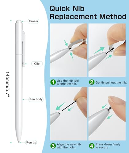 Lápiz para Remarkable 2 compatible con tecnología EMR y punta de repuesto 6