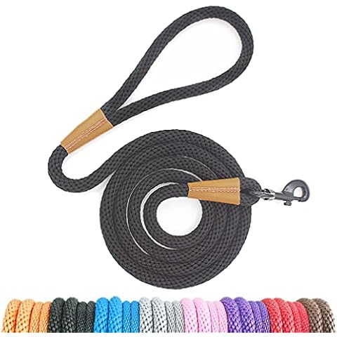 Lynxking Dog Leash Slip Lead and Snap Hook Leash Braided Rope Durable Pet Strong Training Traffic Walking Lead Leash for Large Medium Dogs Small Puppy (Black, Snap Leash-Small 3/8in x 6ft) Cover