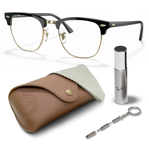 Ray-Ban RB3016 CLUBMASTER BLUE-VIOLET LIGHT CLEAR Square Shaped Sunglasses for Men & Women with Official RAYBAN Eyewear Kit