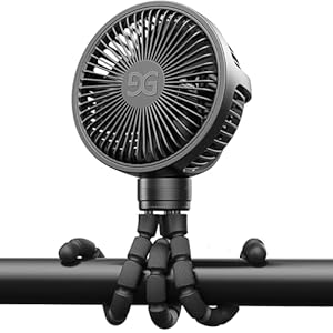 GUSGU Kinderwagen-Ventilator mit flexiblem Stativ Schwarz