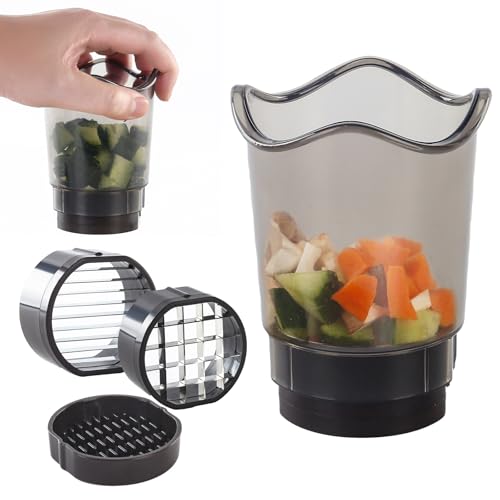 Cortador de frutas, rebanadora, cortador de verduras de taza, portátil, rápido, cortador de uva, multifunción, accesorio de cocina para aperitivo de huevos, fresa, plátano, 1 unidad, negro