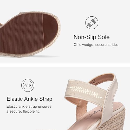 Image of Vepose Women's Open Toe Espadrille Wedge Sandals with Ankle Strap 881 | Dressy casual slip on platform strappy sandals , cute casual summer shoes styling for daily weddings travel
