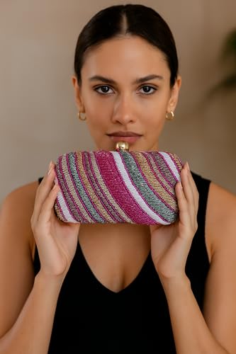 Image of Women's Traditional Designer Embroidered Wine Clutch For Women & Girls | Party Clutches For Ladies Wedding