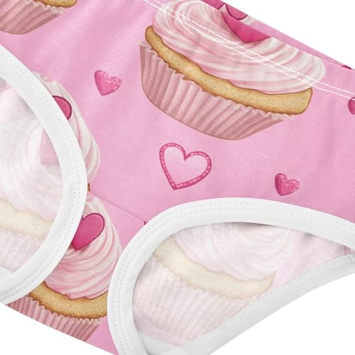 Wusikd Cute Pink Cupcakes Girls' Underwear Cotton Heart Girls Briefs Soft Toddler Underwear 2T4