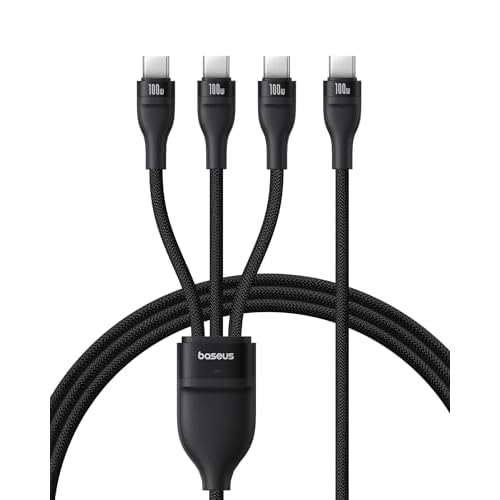 Baseus USB C Cable, Single Port Max 140W 4.9FT 5A USB C Charger Cable, 2 in 1 Multi Fast Charging Cable, Nylon Braided USB C to USB C Cable for 17/Pro/Plus/Max, MacBook Pro, iPad Pro, Galaxy