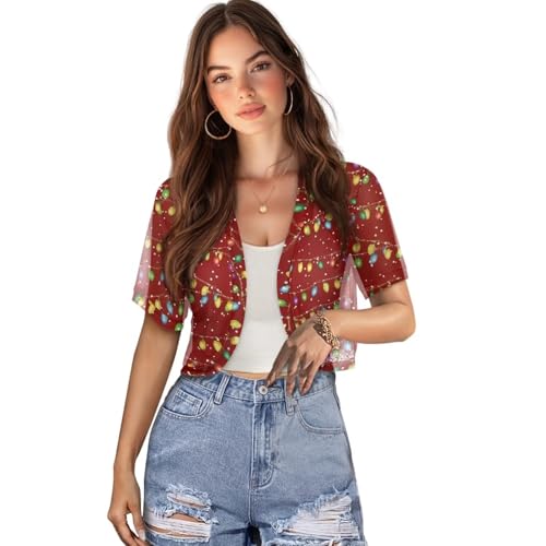 Image of Womens Short Sleeve Bolero Shrug Open Front Knit Cropped Cardigan Shoulder Cover for Dress Cute Casual Knit Cover Up