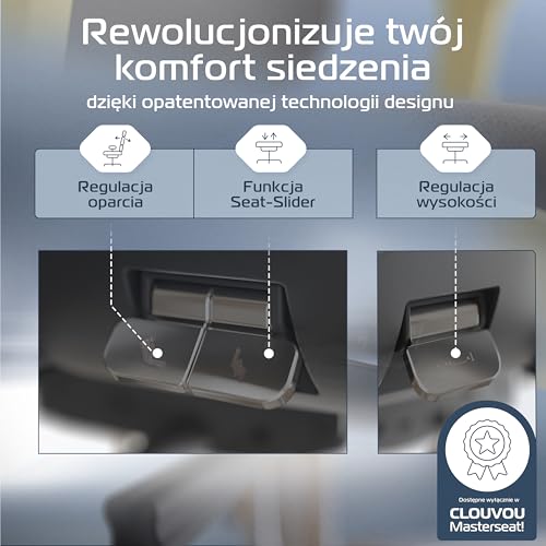 CLOUVOU MasterSeat Ergonomiczne krzesło biurowe [NR 1 W RANKINGU] Regulowane krzesła biurowe - fotele ergonomiczne | Siatkowy fotel biurowy z podparciem | Fotel ergonomiczny do gier do 150 kg