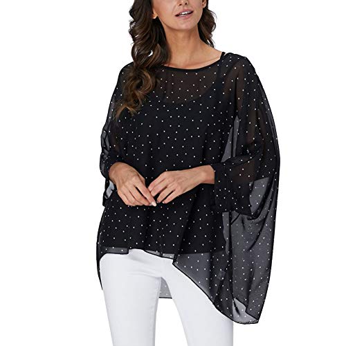 Image of Ckikiou Plus Size Batwing Flowy Semi Sheer Chiffon Blouse Tunic for Women Summer Floral Print Boho Beach Cover ups