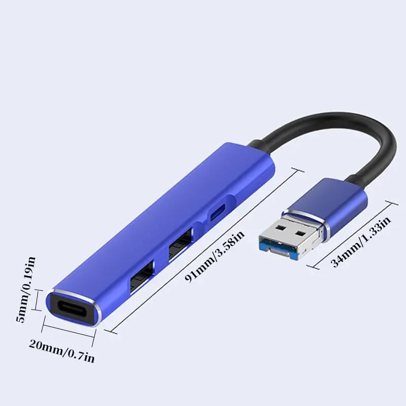 Image of USB HUB Lighting to USB 2 & Type C Hub Camera Reader 4 in 1 Compatible with iOS Devices (Lightning to USB 4IN2 HUB)