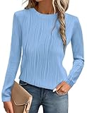 Gemulate Tops Classy top for Women UK Ladies Plus Size Blouses Striped Shirts Jeans top for Women Long Sleeve Young Womens Clothing Loose fit Light Blue XXL
