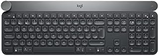 Logitech Craft Bezprzewodowa klawiatura, Bluetooth i połączenie bezprzewodowe 2,4 GHz, programowalny przycisk obrotowy, automatyczne oświetlenie klawiszy, wiele urządzeń, PC/Mac/Laptop, angielski