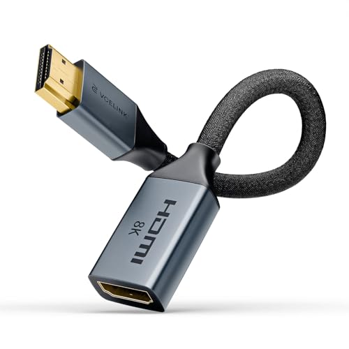 VCELINK HDMI Verl&auml;ngerungskabel (18cm), 8K@60Hz und 4K@120Hz HDMI 2.1 Verl&auml;ngerung Kabel Stecker F&uuml;r Fire Tv Stick Ultra Highspeed auf Buchse Adapter-Verl&auml;ngerungskabel, 1 St&uuml;ck