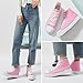 hash bubbie High Top Sneakers for Women Classic High Tops Canvas Shoes Lace up Women's Fashion Sneaker(Bright Pink,US8W/US6M)
