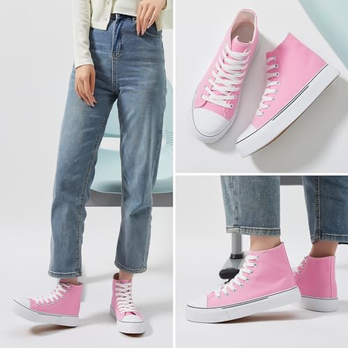 Image of hash bubbie High Top Canvas Sneakers Fashion Walking Shoes | high tops non slip on walking breathable casual comfortable lace up tennis shoes