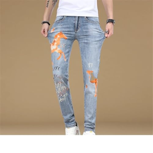 Men's Trousers Printing Breathable Comfortable Stretch Slim Fit Skinny Jeans4