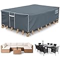 Gasadar Rectangular Patio Furniture Covers, Waterproof Outdoor Furniture Cover for Outdoor Dining Table and Chairs General Purpose, 600D Heavy Duty, 98" L x 78" W x 28" H, Grey