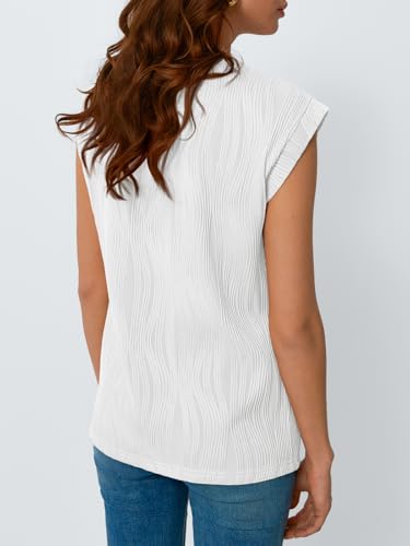 LILLUSORY Dressy Casual Blouses for Women 2025 Summer Trendy Tops Cap Short Sleeve T-Shirts Cute Shirt Work Clothes Spring4