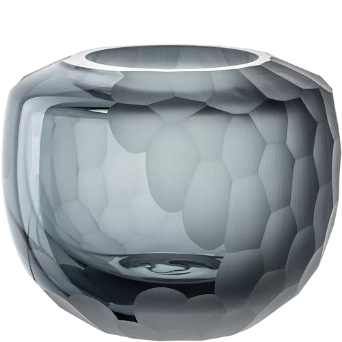 Leonardo Bellagio 036444 Vase de Table, en Verre de qualité supérieure, avec Structure extérieure, Fait Main, Anthracite, Hauteur 10 cm, diamètre 11 cm