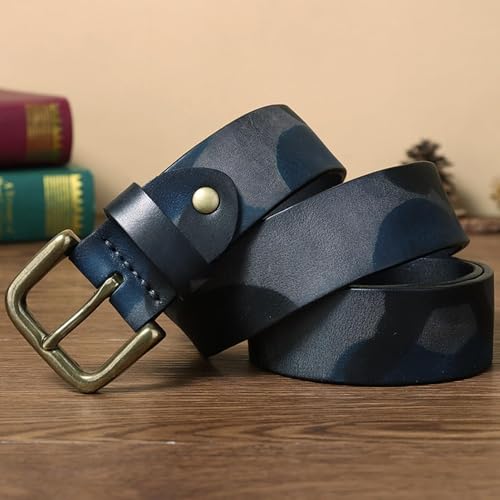 Men's Women's Camouflage Belts -3.3cm Wide Single Prong Heavy Duty Brass Buckle Genuine Full Grain Leather Strap2