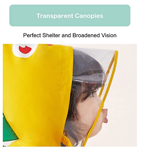 Image of Raincoat for Kids - Poncho Lightweight Waterproof Windproof Hooded Cute Cartoon Dinosaur with Carrying Bag