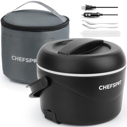 CHEFSPOT Electric Lunch Box, 37oz Portable Food Warmer with 12V/24V Car & 120V...