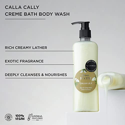 Image of Kimirica Creme Bath Calla Lilly Summer Body Wash - 290ml, 100% Vegan and Paraben Free, Made with White Tea, Ginkgo Biloba, Argan Oil and Enriched with Vitamin E, Pro-Vitamin B5