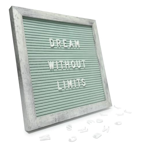 Image of Rustic Turquoise Felt Letter Board 10x10 Inch, 336 Letters with Stand | Changeable message board with stand and wall mount for home displays, creative workspaces and small spaces