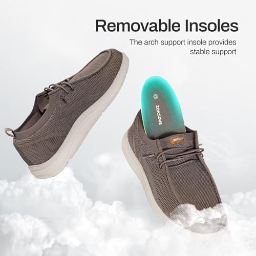 Image of ZOKSOVE Wide Shoes for Men - Comfort Slip on Walking Loafers with Arch Support - Mens Wide Orthopedic Shoes for Plantar Fasciitis