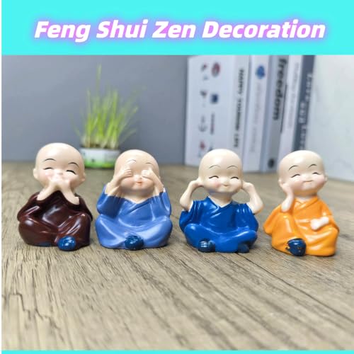 Set de 4 Estatuas de Buda Risueño 1.7 pulg Decoración Zen miniatura 3