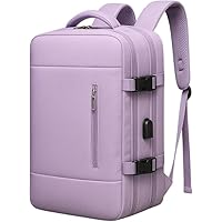 Mochila Feminina e Masculina - Notebook, Casual, Viagem, Trabalho, Escola, Academia, Grande, Impermeável, Reforçada - Ideal para Trabalho, Faculdade e Viagens - Com Entrada USB, Mala de Mão (Roxo)