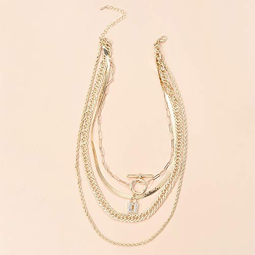 Chargances Gold Snake Bone Chain Necklace for Women Iced Out Lock Toggle Chain Choker Necklace Ladies Boho Jewelry Punk Cuban Link Chain3