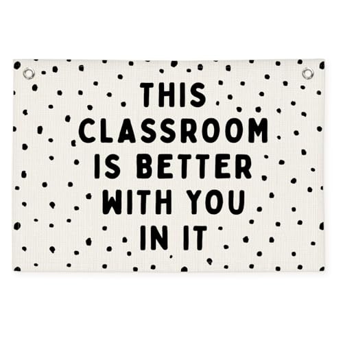 Wheatwin Classroom Decor Welcome Sign Teacher Back To School Canvas Banner Wall Hanging Flag for Elementary Middle School Classroom Must Haves 20x30