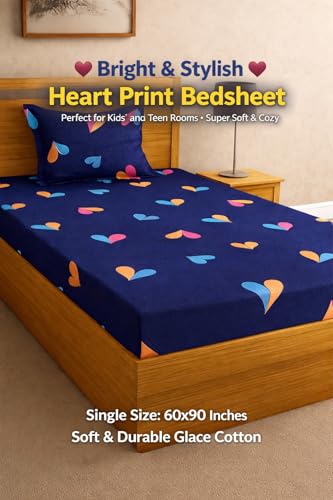 Image of DECORUM Glace Cotton Single Bedsheet with 1 Pillow Cover | Soft, Durable, Lightweight & Skin-Friendly Fabric| Suitable for Single /Diwan Bed Size