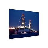 Trademark Fine Art - 'Mackinaw Bridge At Night St.' Canvas Art - 18x24