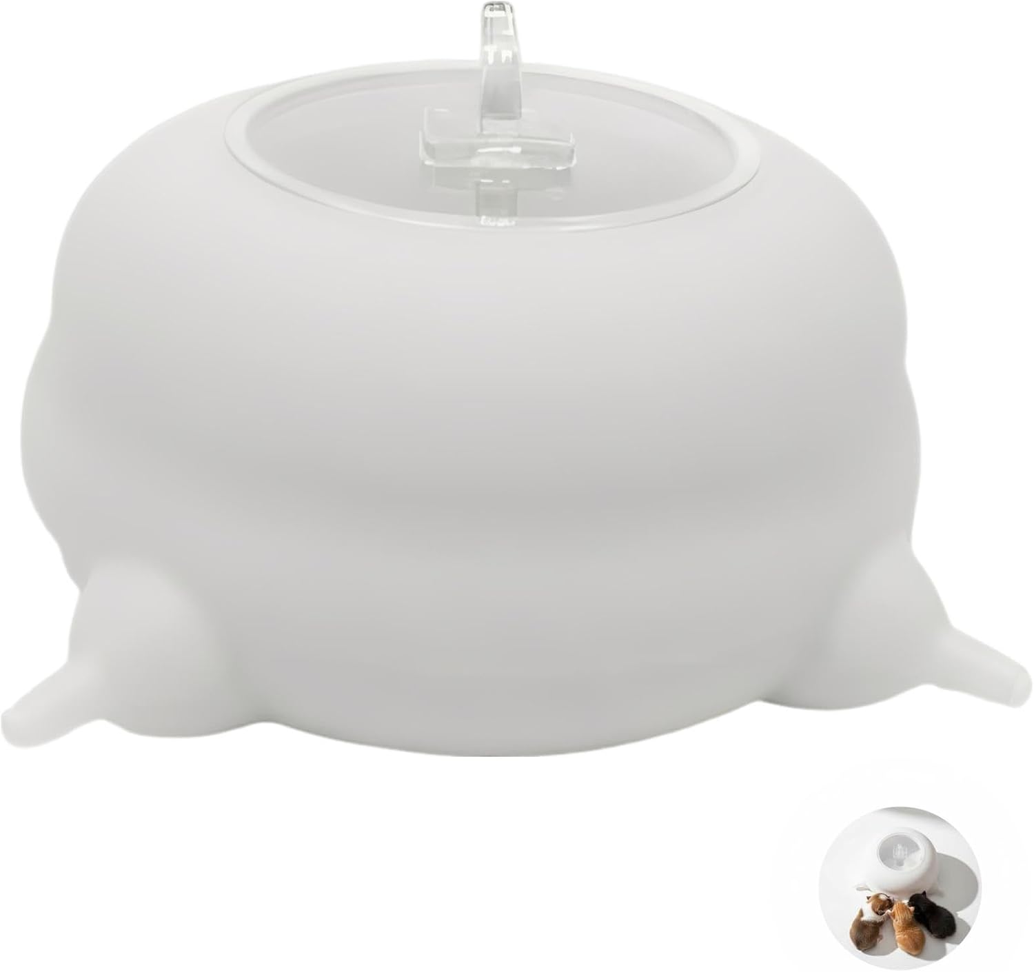 Four-Nipple Pet Feeder, Food-Safe Silicone Nursing Milk Bowl with Anti-Choking Bubble Design, for Multiple Puppies, Kittens, Small Animals, White Bottle Replacement