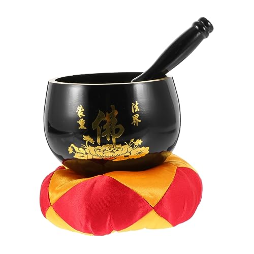 CORHAD 1 セット 仏音鉢 仏音鉢 メディテーションボウル マレットマット付きシンギングボウル チャイムボウル お椀 ブッダシンギングボウル 仏教のシンギングボウル 純銅 Black