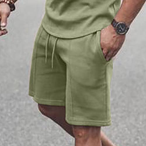 Mens Sport Set Summer 2 Piece Outfits For Men Athletic Suit Sweatsuits Sportswear Muscle Tee And Shorts Set Tracksuit (Green,4X-Large) #TOP4